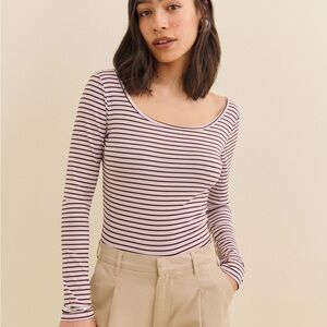 NEW WITH TAGS Reformation Ryder Knit Top Pink and Brown Stripe (Size M)